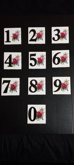 Numbered Ceramic Tile 4.25" x 4.25" Home Address Red Rose Blue Hummingbird $8 ea