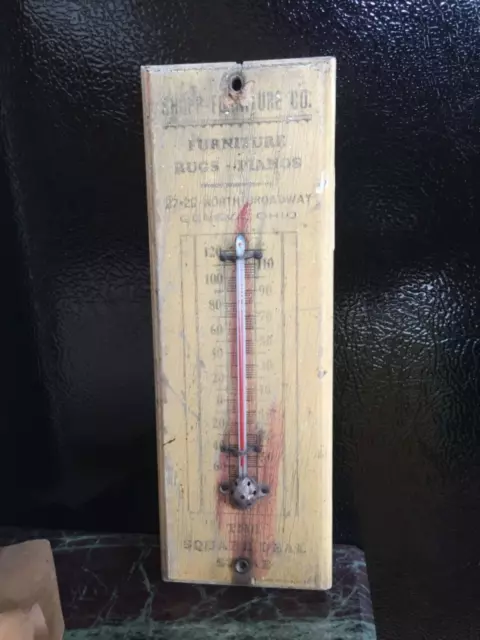 vintage antique thermometer geneva ohio country store wood advertising sign