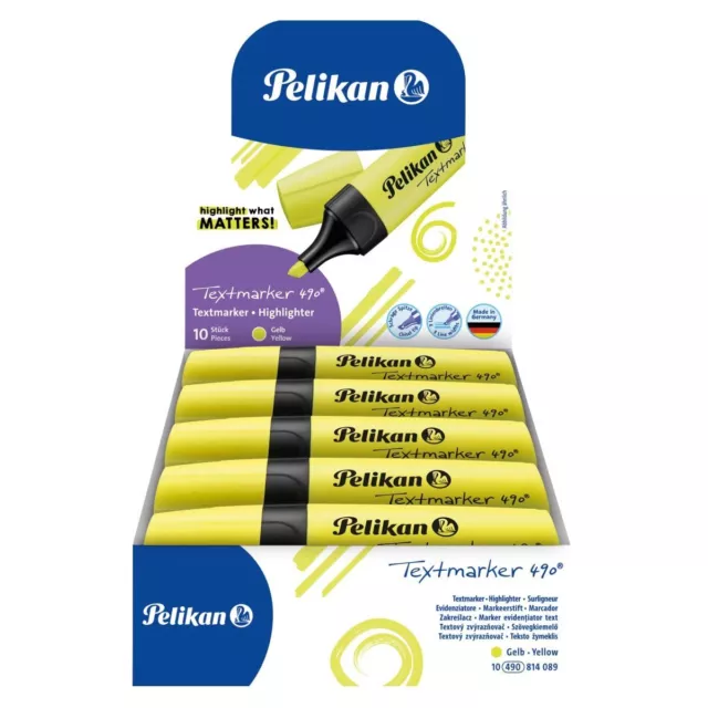 Pelikan 490 814089 Highlighters Fluorescent Yellow Pack of 10 in Folding Box