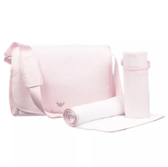 Emporio Armani Junior pale baby pink diaper bag changing pad bottle holder