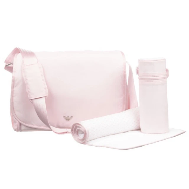 Emporio Armani Junior pale baby pink diaper bag changing pad bottle holder