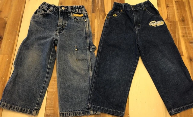2 PAIR VINTAGE 3T Toddler Denim BAGGY Jeans ENCYE INNER ZONE SO CUTE