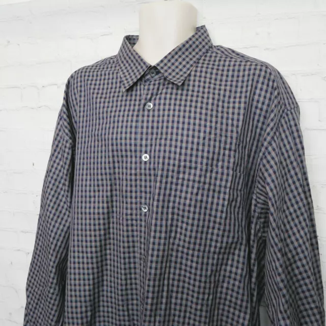 Mens Ermenegildo Zegna Blue Plaid Long Sleeve Button Front Shirt XXL 2XL