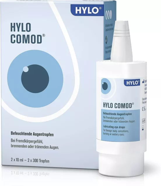 💧 HYLO COMOD Augentropfen, Trockene Augen, Hyaluronsäure, 2x10ml Doppelpackung