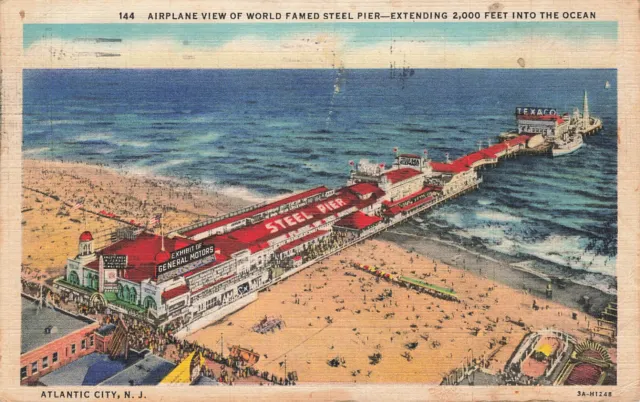 Aerial Airplane View Of Steel Pier Postcard Atlantic City Nj New Jersey 1933