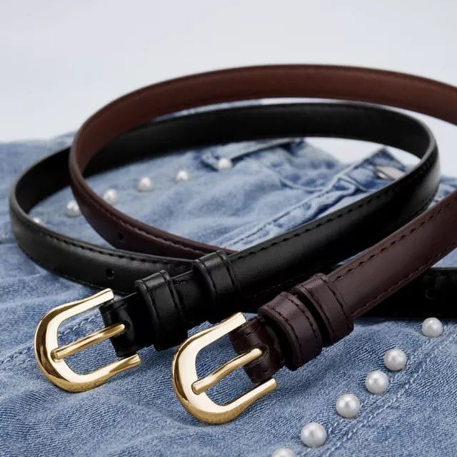 Luxury Design Pin Buckle Waistband Casual Thin Waist Strap Leather Belt