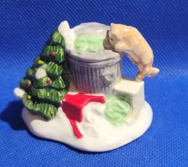 Alley Cat Trash can porcelain Figure Christmas Decoration