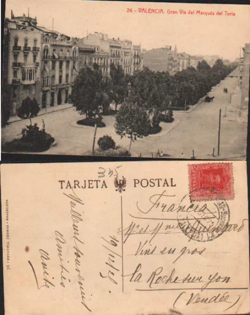 Antigua Postal Valencia Gran Via Marques Del Turia Postcard Postkarte    Cc00628