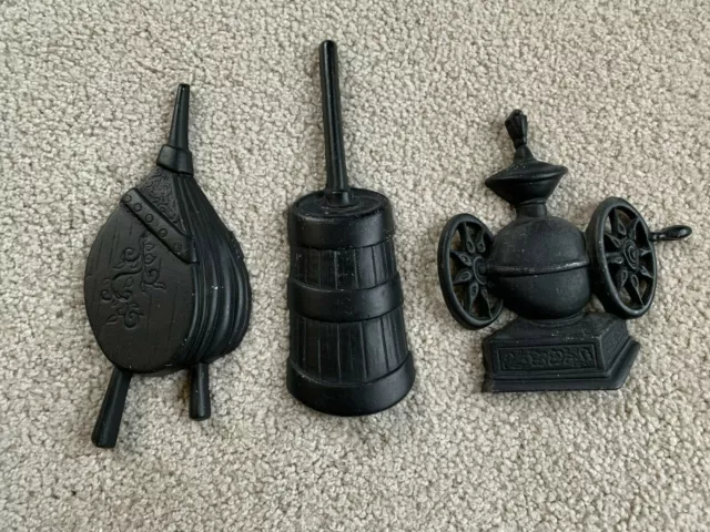 3 Pc VTG Sexton Cast Iron Wall Hangers 1960s BUTTER CHURN BELLOWS coffee MILL