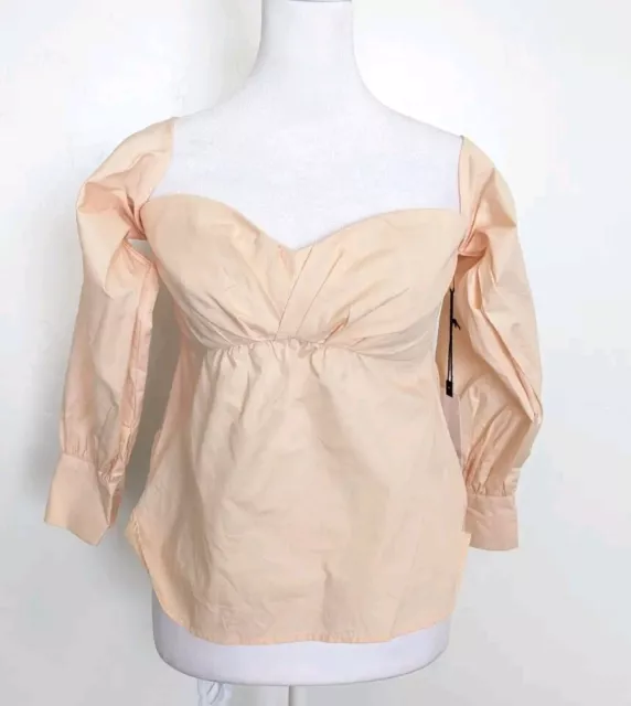 ASTR THE LABEL Crop Top Womens Size M Peach Long Sleeve Smocked Shirt NWT