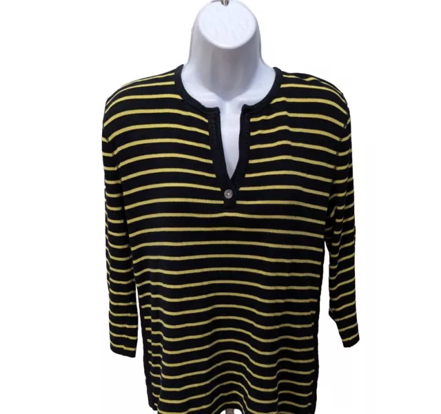 Lauren Ralph Lauren Black Label Pullover Sweater Womens XL Striped thermal