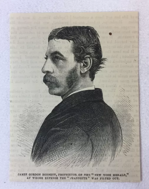 1882 Rivista Incisione ~ James Gordon Bennett ~ New York Herald