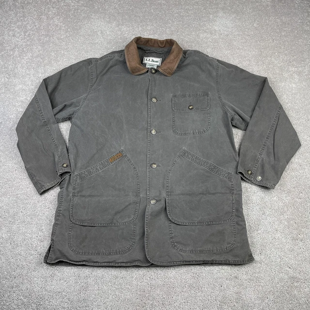 LL Bean Coat Mens Large Green Flannel Lined Chore Barn Workwear Jacket Vintage