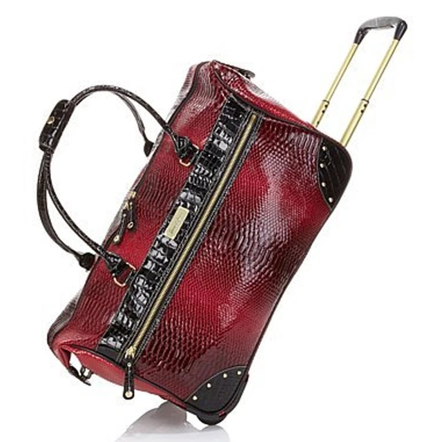 Samantha Brown Luggage Embossed Ombre Wheeled Weekender Bag- Burgundy Red 2