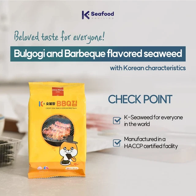 OTTERMONG, CRISPY SEAWEED Snack, Korean BBQ Flavor, Bulgogi Flavor