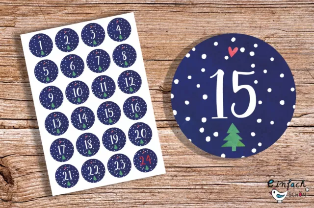 DIY Adventskalender "Tannenbaum" mit 24 Geschenktüten Garn & Aufkleberzahlen 3