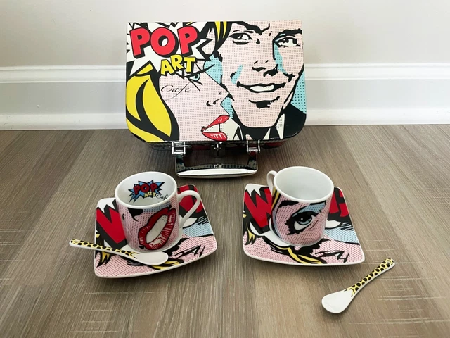 Rare POP ART CAFE Complete Set Roy Lichtenstein’s Art Style Perfect Condition!