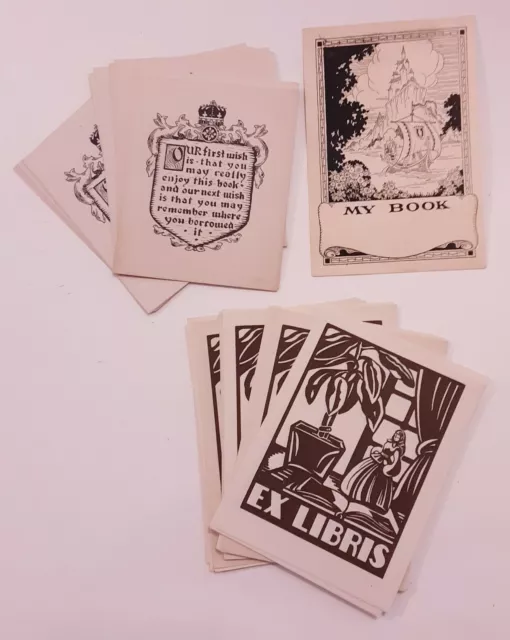 Vintage Ex Libris 45 bookplates Antioch Bookplate Ohio Various styles