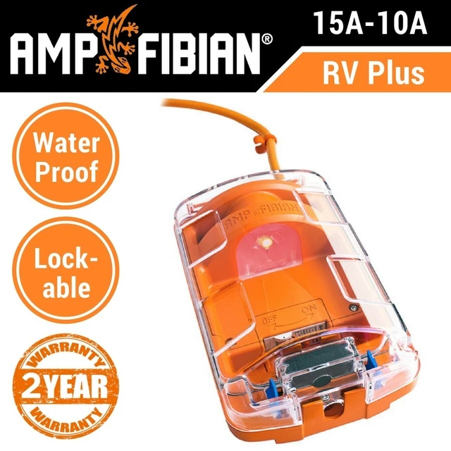 Pfj Rv Plus Type AMPFIBIAN RV PLUS 15Amp to 10Amp Converter Adapter, Mini Caravan RCD ...