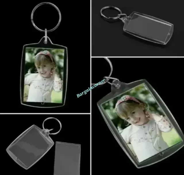 Photo Keyring Picture Frame Key Ring Key Tag Holder Transparent Blank Acrylic