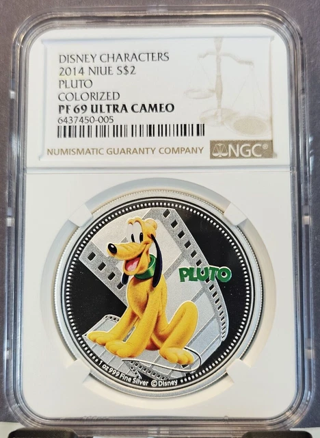 2014 Niue Silver 2 Dollars Disney Characters Pluto Ngc Pf 69 Ultra Cameo