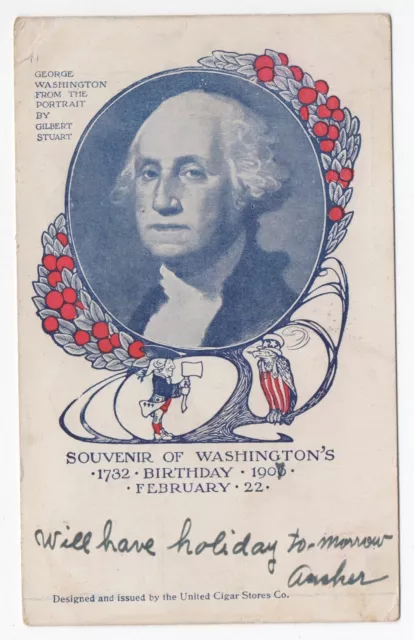 1907 United Cigar Stores Advertising Patriotic Postcard Pres George Washington