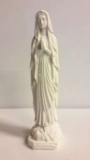 Statua Madonna Di Lourdes In Marmo Resina Bianca Cm 20