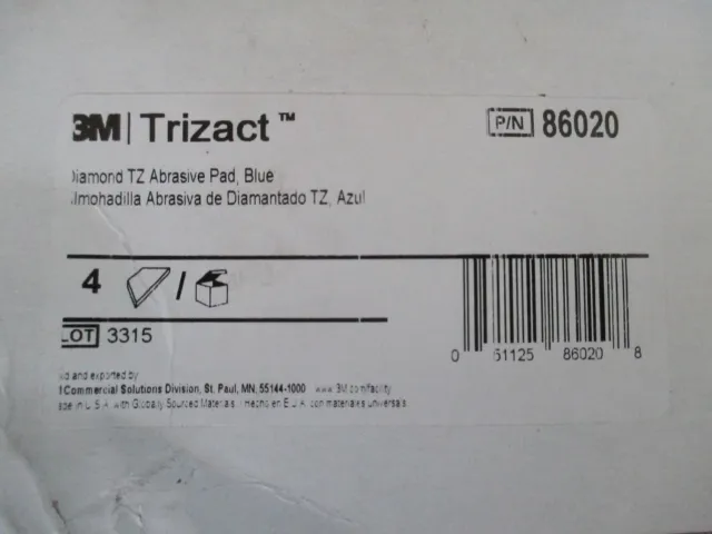 3M 86020 TRIZACT BOX OF 4 PADS DIAMOND Abrasive TZ TRAPEZIOD BLUE STONE FLOOR