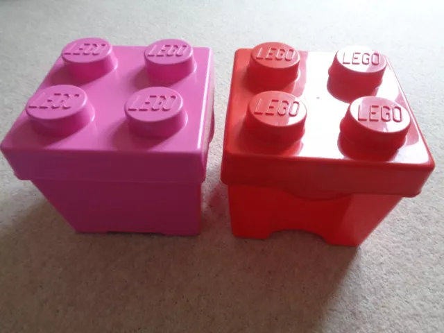 Lego duplo storage box / tub green & pink Empty Box & Lid x 2 ( tub Bucket )