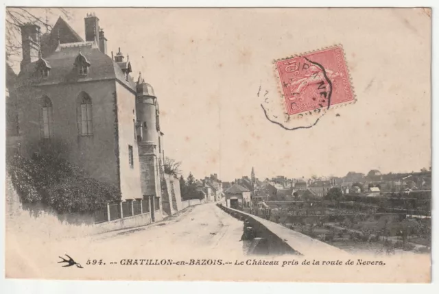CHATILLON EN BAZOIS - Nievre - CPA 58 - le Chateau route de Nevers