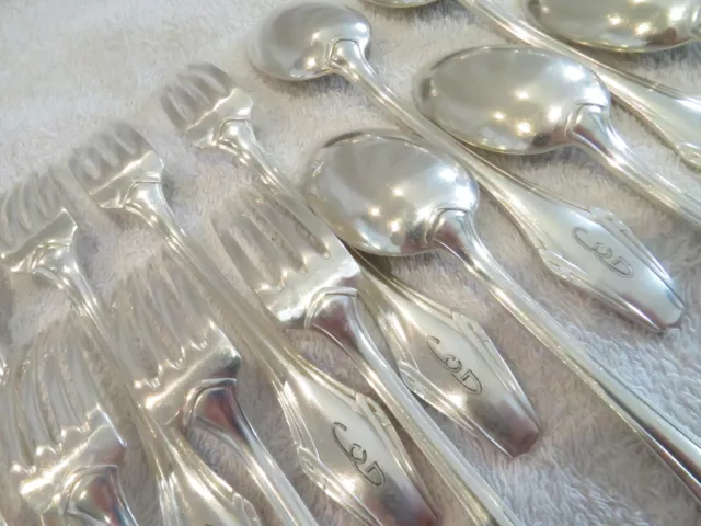 12 couverts à dessert métal argenté Ravinet st art deco 24p dessert cutlery set