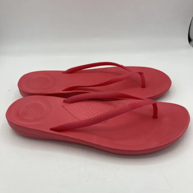 FitFlop Womens Iqushion Flip Flops Pop Pink 10 Coral Rubber Comfort