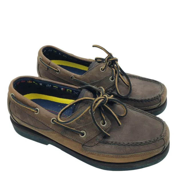 Timberland Men's Size 8.5 M Leather Lace Up Low Top Casual Brown Boat Shoes