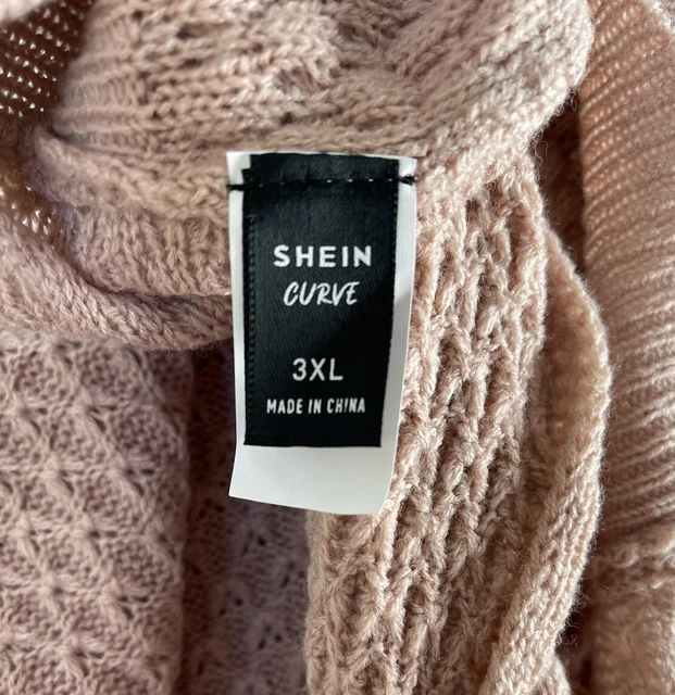 Shein Curve Twist Back V-neck Sweater 3XL 3X 18 Plus Pink Beige Soft Honeycomb 12