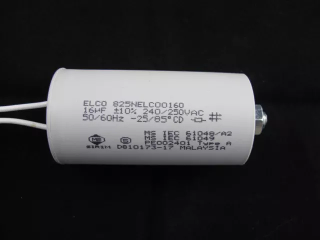 2 x ELCO 16uF CAPACITOR MOTOR RUN LIGHTING 250VAC 50/60HZ