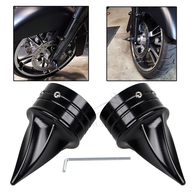 BLACK TWISTED FRONT Axle Nut Cover For Harley Touring Dyna Sportster