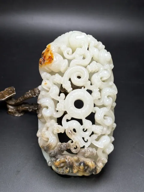 Chinese Exquisite Handmade dragon carving Hetian Jade Yubi Statue Pendant