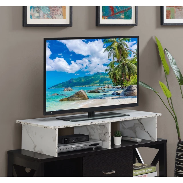 Designs2Go TV/Monitor Riser for TVs up to 46 Inches, White Faux Marble, Indoor