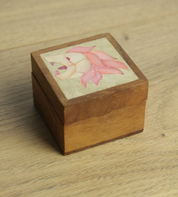 Petite Boîte à Bijoux Ancienne égyptienne En Bois Marquetée Nacre Et Os - Bon état