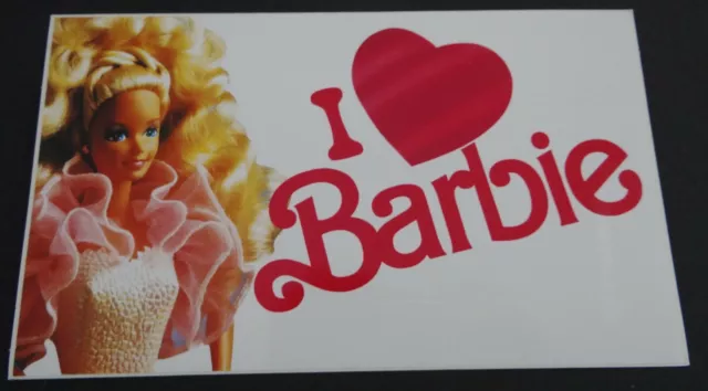 Werbe-Aufkleber I love Barbie Mode Puppen 80er Mattel Spielzeug Klassiker