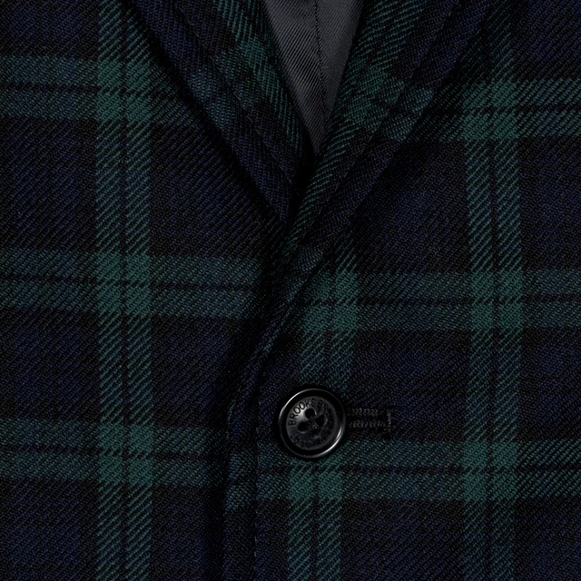 Brooks Brothers Gilet DA UOMO S 38R Blackwatch Navy Verde Plaid 4-Button Lana 4