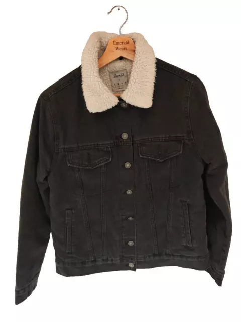 DENIM CO BLACK DENIM / SHERPA FLEECE LINED JACKET - UK Size 8