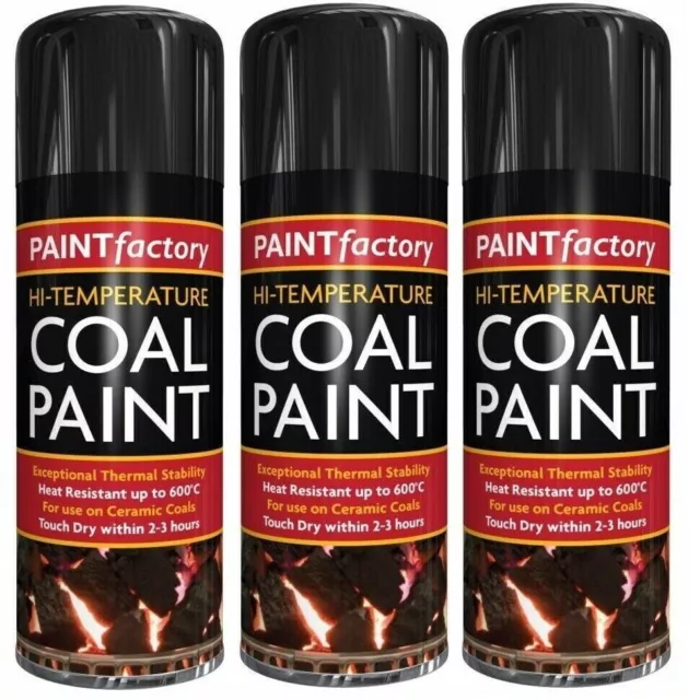 400Ml Black High Temperature Heat Resistant Coal Spray Paint Gas Fire 600°C