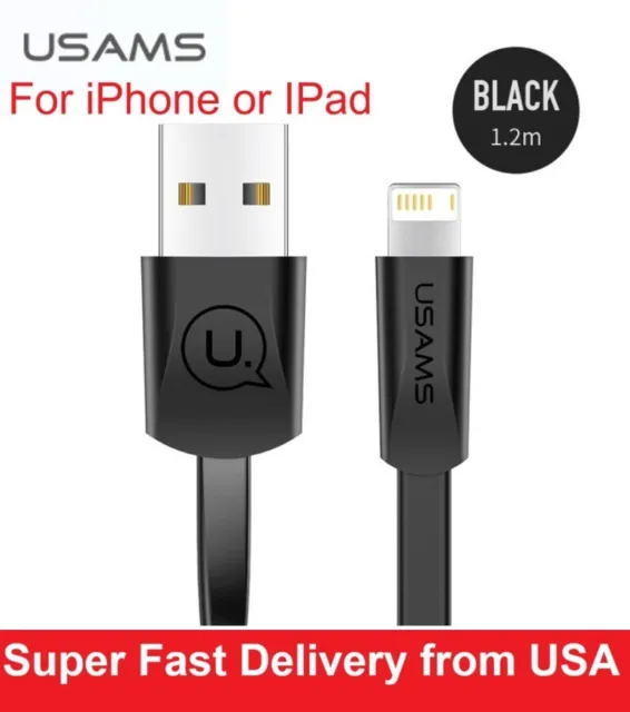 USAMS 1.2 meter Flat Fast Charging USB-A to Lightning cable for iPhone and iPad