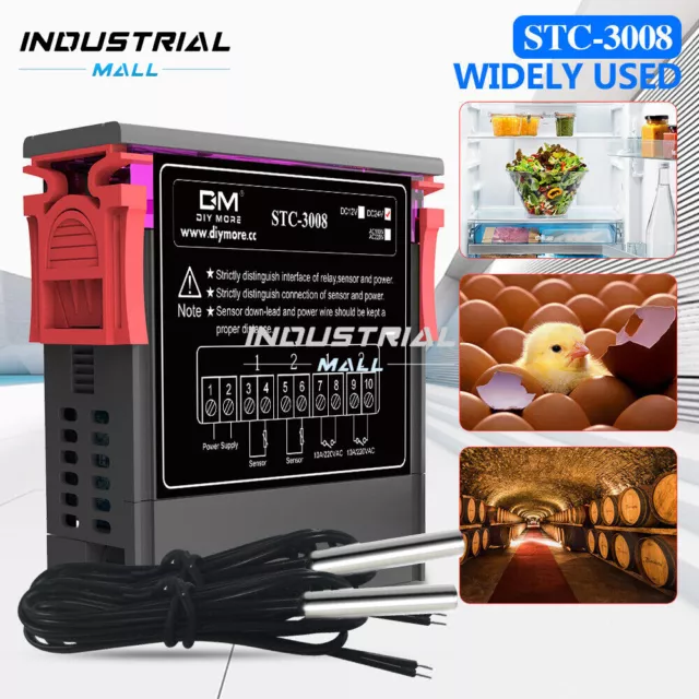 STC-3008 12V/24V 110V-220V Digital Temperature Controller Thermostat+NTC Sensor