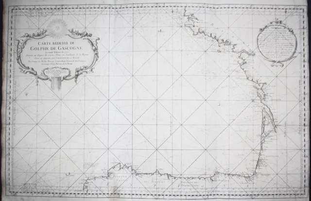 Biskaya Golfe de Gascogne Bay of Biscay Spain France map Karte Bellin 1757