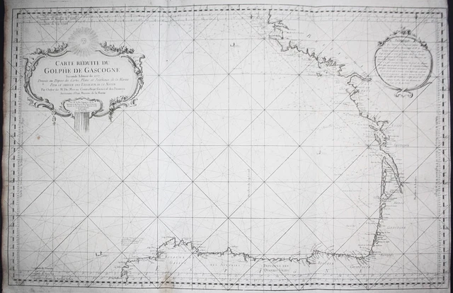 Biskaya Golfe de Gascogne Bay of Biscay Spain France map Karte Bellin 1757