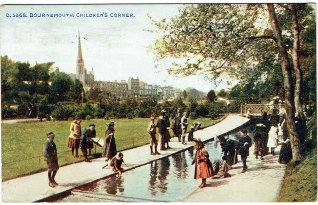 Photochrom Colour Postcard, Dorset, Children's Corner, Bournemouth, 1913