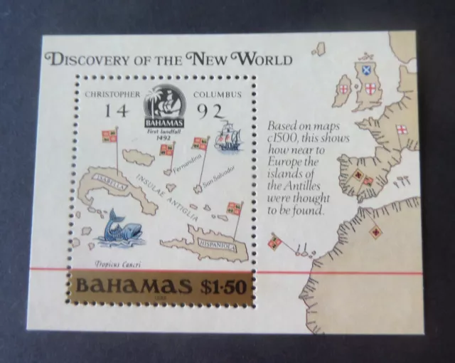 Bahamas 1988 500th Ann Columbus discovers sailing ship MS MS823 UM MNH unmounted