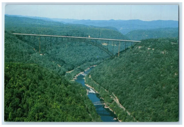 c1960 New River Gorge Bridge Deck Arch Fayette County West Virginia WV Postcard